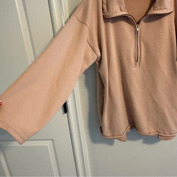 J. Crew Cotton Rose Pink Tunic Half Zip Sweatshirt w Pockets Medium - Picture 9 of 10